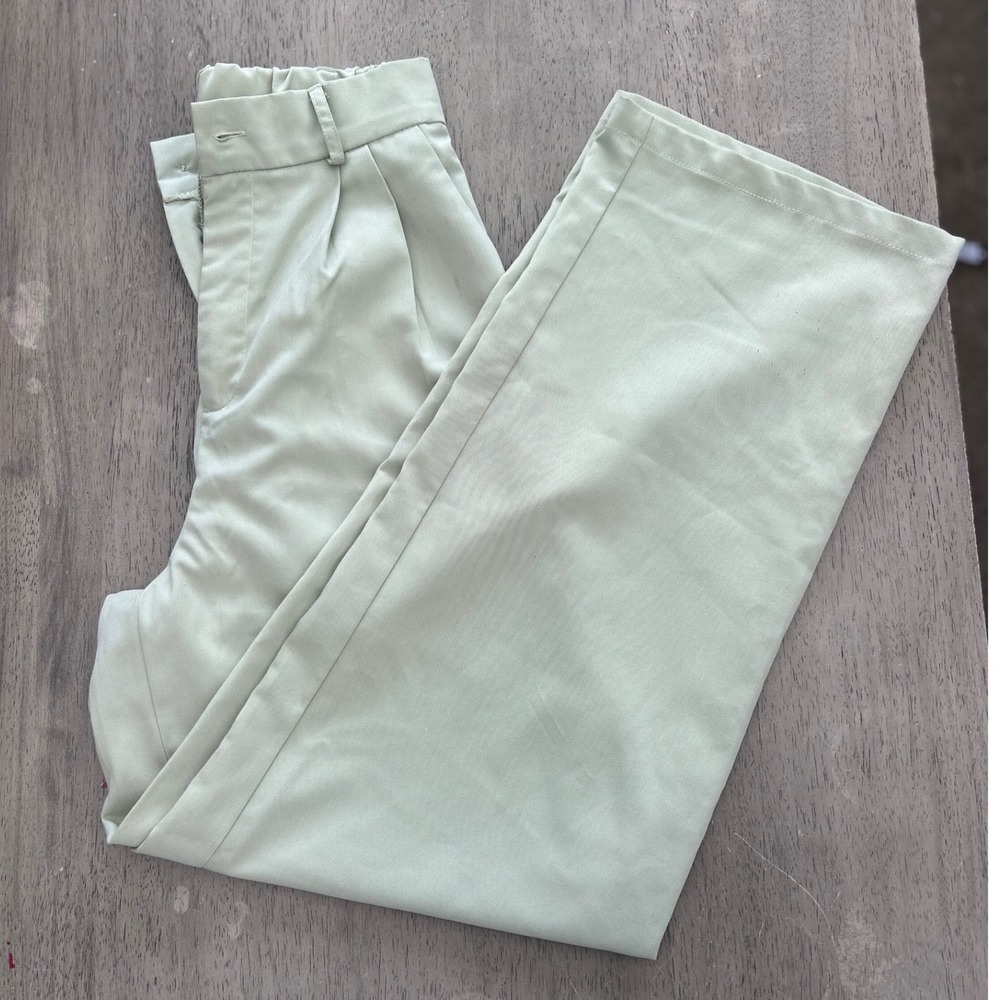 DAZY Sage Green Wide Leg Pleated Trousers Elastic Waist Pants Small